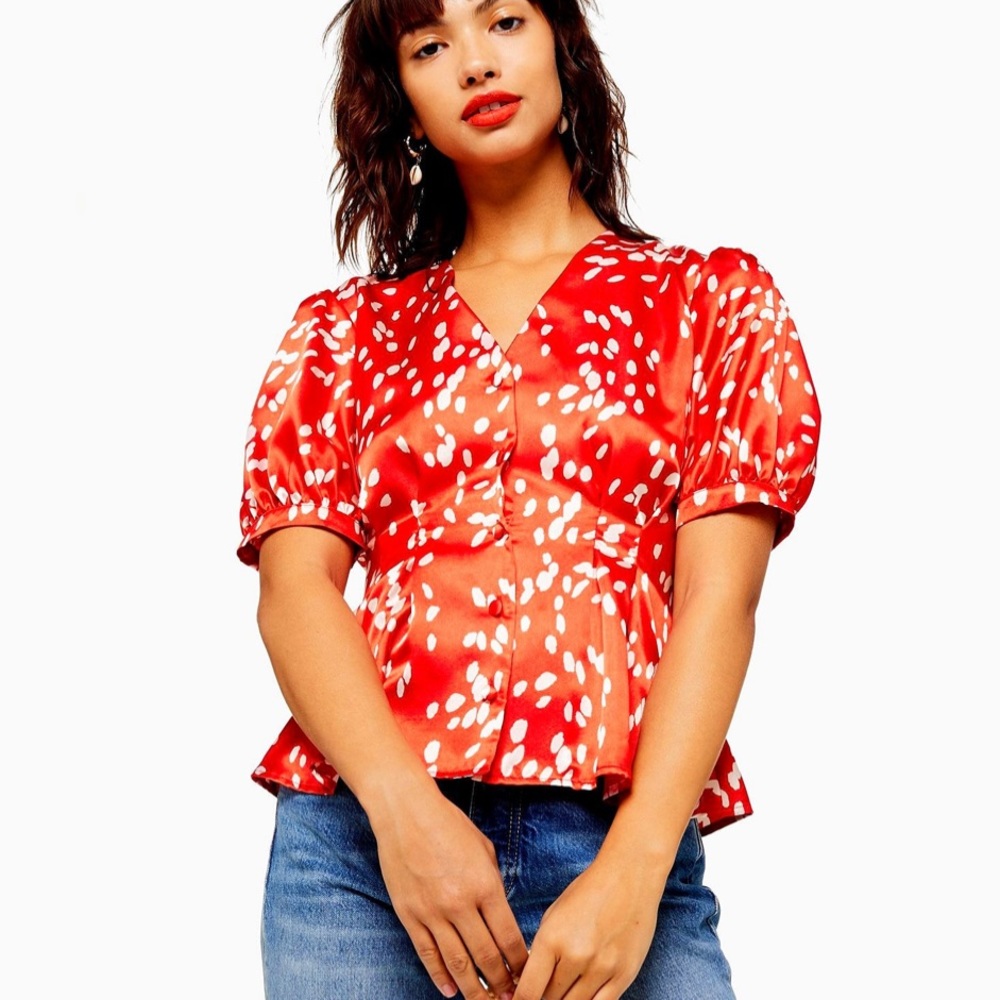 Topshop Pleated Satin Blouse
